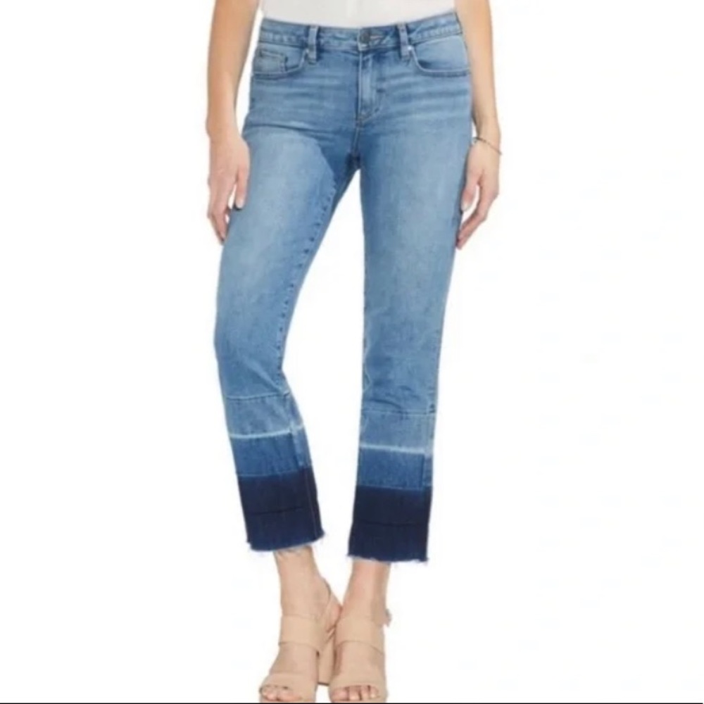 Vince Camuto Women’s Raw Ombré Hem Fitted Jeans